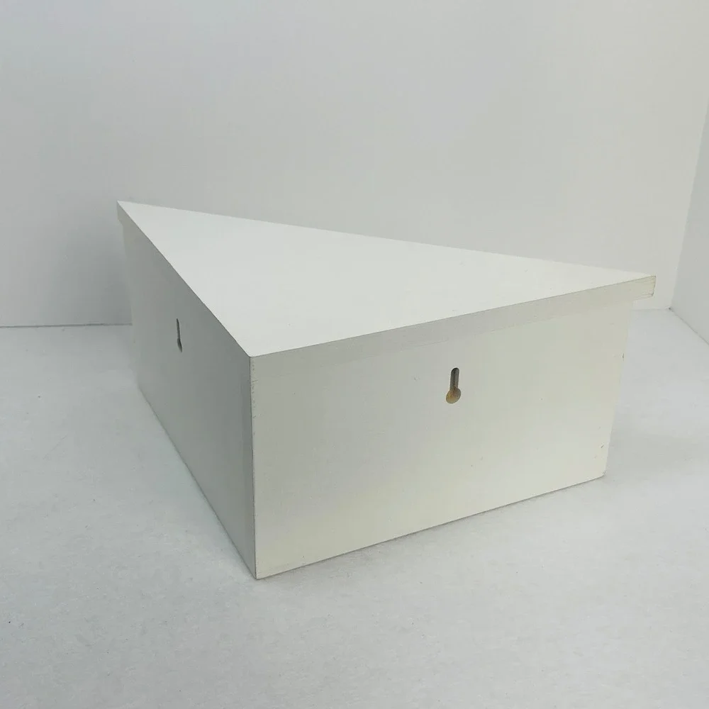 White Wooden Corner Wall Shelf with Storage Drawer and 3 Knobs Floating Shelf